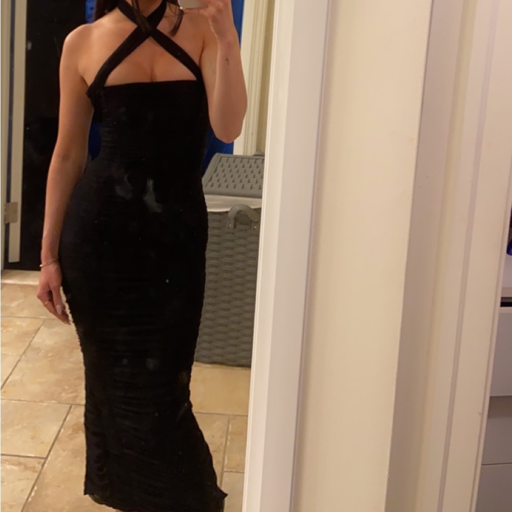 Nookie ruched black dress